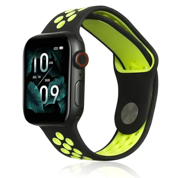 Beline Sport Silicone čierno-limetkový / Športový pásik pre Apple Watch / 42/44/45/49 mm