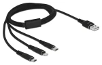 DeLock USB-A 3v1 Lightning, Micro-USB, USB-C čierna / Nabíjací kábel / 1 m (87155)