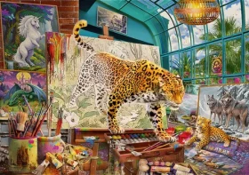 Trefl Puzzle Premium PLUS Tea Time: Leopardy v maliarskom ateliéri