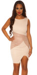 Sexy KouCla sheath dress with letherlook applic. BEIGE 14