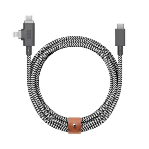 Native Union Belt Cable Duo Pre USB-C - USB-C + Lightning 2.4m 240w ZEBRA (BELT-PROCCL-ZEB-NP)