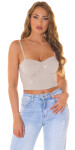 Sexy Koucla Crop Top with Glitter Studs white Einheitsgroesse