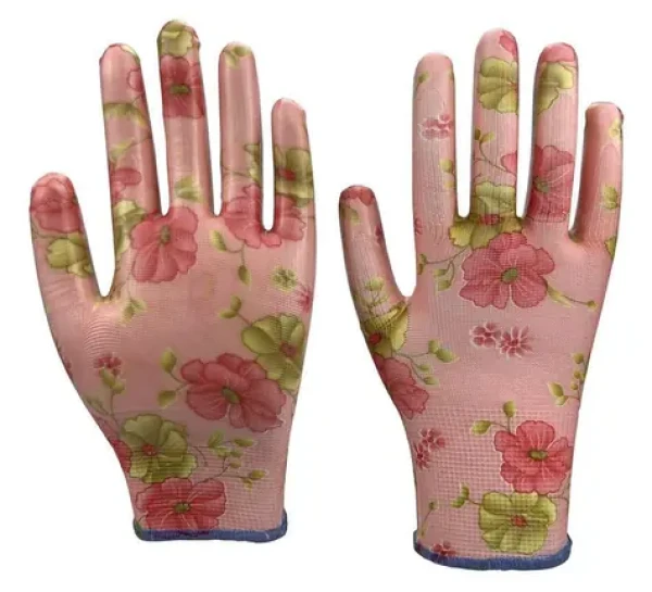 Garvia NITRILE Flowers ružová / Záhradné rukavice / Veľkosť 8