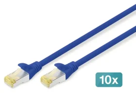 Digitus CAT 6A S/FTP modrý / Patch kábel / 0,25 m / 10 ks / AWG 26/7 / LSZH (DK-1644-A-0025-B-10)