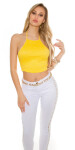 Sexy Crop-Top with crochet pattern GELB M/L