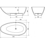 MEXEN - Milano voľne stojaca vaňa liaty mramor 170 x 86, biela mat 57301708500
