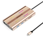 Orico USB-C Hub 12v1 RGB ružovo-zlatá / Dokovacia stanica / 3x USB-A / USB-C PD 100W / HDMI 4K / VGA / RJ45 Gigabit (ORICO-XDR-X2-RG-BP)