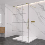 CERANO - Sprchová zástena Walk-in Onyx Duo Ľ/P - 8 mm - hranatá vzpera - zlatá, industriálne sklo - 160x200 CER-8050BD1844