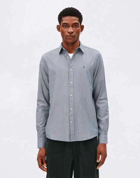 Armedangels Quaasa Stripe Longsleeve Shirt 3653 petrol velvet L
