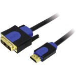 LogiLink DVI / HDMI káblový adaptér DVI-D 18 + 1 pól Zástrčka, Zástrčka HDMI-A 5.00 m čierna CHB3105 pozlátené kontakty, možno skrutkovať DVI kábel; CHB3105