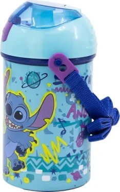 STOR Fľaša na pitie s popruhom Stitch 450 ml / Fľaša na pitie / Popruh / Bez BPA (75069)