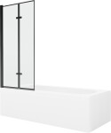 MEXEN/S - Vega obdĺžniková vaňa 150 x 70 cm s panelom + vaňová zástena 80, čierna vzor 550115070X9208027070