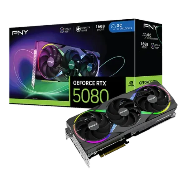 PNY RTX 5080 ARGB GAMING OC 16GB / 2780MHz / 16GB GDDR7 / 256-bit / 1x HDMI + 3x DP / 850W (16) (VCG508016TFXXPB1-O)