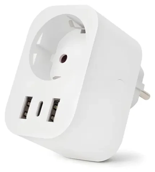 Entac WiFi zásuvkový adaptér biela / Zásuvkový adaptér / 2x USB-A / 1x USB-C / 16 A / 3680 W (ES-SSAUSB-WIBLE)