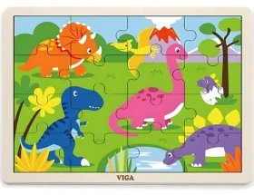 VIGA Drevené puzzle Dinosaury