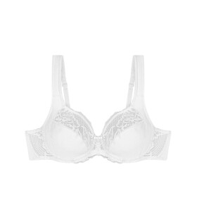 Dámska moderná čipkovaná+bavlnená podprsenka W02 - WHITE - biela 0003 - TRIUMPH WHITE 90D