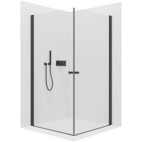 CERANO - Sprchovací kút Antelo Duo Ľ/P - 6 mm - čierna matná, transparentné sklo - 110x100x190 - otočný CER-482371