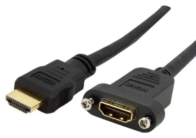 StarTech HDMI panelový kábel čierna / Kábel HDMI / HDMI-HDMI / 0,9 m / 120 Hz (HDMIPNLFM3)