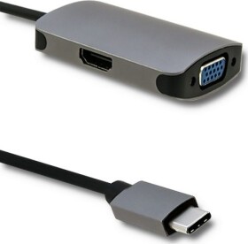 Qoltec USB-C - HDMI - VGA Sivý (50380)