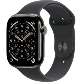 Apple Watch Series 11 GPS+Cellular 46mm Bridlicovo šedé titánové telo - Čierny športový remienok M/L / 160-210 mm (MFD24MP/A)