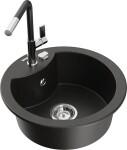 MEXEN/S MEXEN/S - Diego granitový drez 1-miska vrátane batérie Flora, čierna/zlatá metalik 6512-75-670401-07