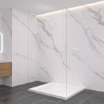 CERANO - Sprchová zástena Walk-in Onyx Duo Ľ/P - 8 mm - guľatá vzpera - biela matná, transparentné sklo - 130x200 CER-8050BD2139