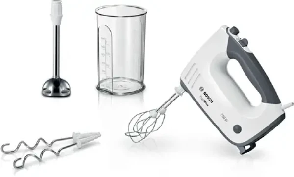 BOSCH MFQ37470 bielo-čierna / Ručný mixér / 750 W / 5 rýchlostí / turbo / metly a hnetacie háky (MFQ37470)