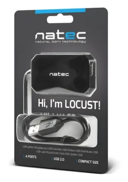 Natec Locust čierna / USB rozbočovač / 4X USB-A 2.0 (NHU-0647)