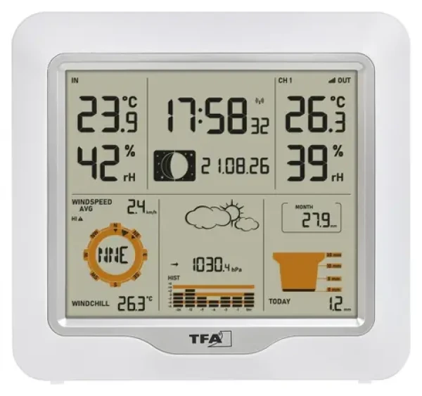 TFA 35.1177.02 WEATHER ONE / Hobby meteostanica / integrovaný snímač / predpoveď počasia / tlak vzduchu