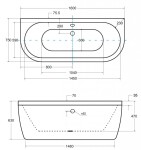 BESCO - Voľne stojaca vaňa VISTA (TURSI) - Farba - Biela, Rozmer vane - 160 × 75 cm VANTUR160