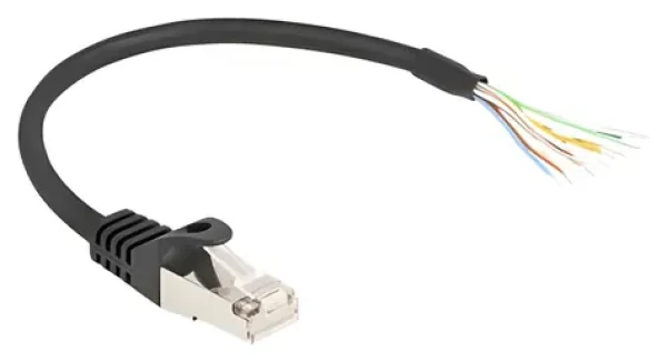 DeLock RJ-50 čierny / Kábel / S/FTP / otvorené konce / 0,25 m (80203)