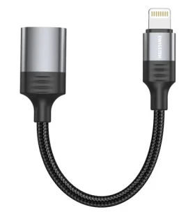Swissten TEXTILE OTG adaptér Lightning (M) na USB-A (F) 0.13m čierna (73501217)