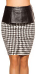 Sexy KouCla pencilskirt w.peplum a.houndstooth blackwhite