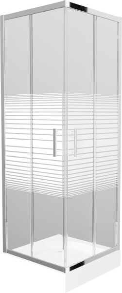 MEXEN/S - Rio štvorcový sprchovací kút 70 x 70, dekor, chróm + vanička Rio 860-070-070-01-20-4510
