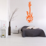 Veselá Stena Samolepka Dizajnová gitara Farba: čierna, Veľkosť: 60 x 22 cm