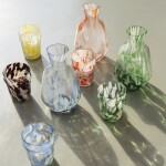 MADAM STOLTZ Karafa z brokátového skla Green/White