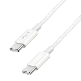 LogiLink USB-C - USB-C biela / Nylonový kábel / USB 2.0 / 60 W / 1,5 m (CU0342)