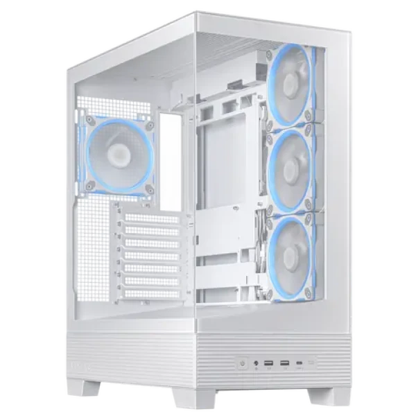 Asus A31 PLUS TG ARGB biela ATX / 2x USB 3.1 / USB-C 3.2 / bez zdroja / priehľadná bočnica (90DC00R3-B19000)