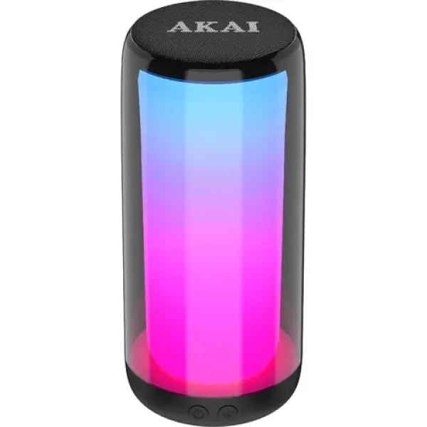 AKAI CS2 Glow Prenosný reproduktor čierna / Bluetooth 5.0 / microSD / USB / AUX / 10W / RGB (4905192533670)