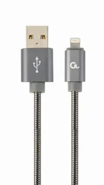 Gembird USB-A - Lightning kábel 2m šedá / Kábel / opletený / nabíjanie a dáta (CC-USB2S-AMLM-2M-BG)