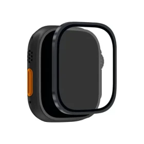 Puro Tempered Glass čierna / Tvrdené sklo / Apple Watch Ultra / Ultra 2 / Ultra 3M / titánový rámček