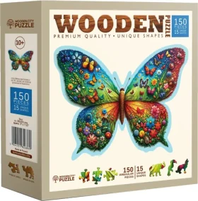 Wooden City Drevené puzzle Farebný motýľ 150 dielikov