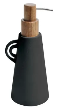 Spirella Organic matne čierna / Dávkovač mydla / keramika, akáciové drevo / 450 ml