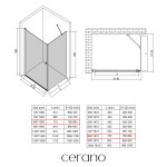 CERANO - Sprchovací kút Antelo L/P - 6 mm - čierna matná, transparentné sklo - 80x80x190 - otočný CER-434007