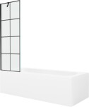 MEXEN/S - Vega obdĺžniková vaňa 180 x 80 cm s panelom + vaňová zástena 60, čierna vzor 550118080X9506007077