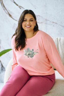 3471 DÁMSKE DLHÉ PYŽAMO PATRICIA 2XL-4XL Meruňka 2XL