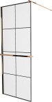 MEXEN/S - KIOTO Sprchová zástena WALK-IN s poličkou a držiakom uterákov 70 x 200, transparent/čierna 8 mm, růžové zlato 800-070-121-60-77