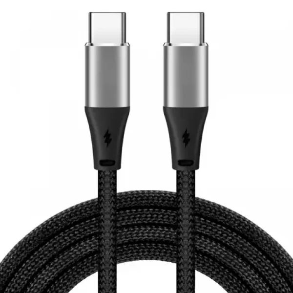 Kábel USB-C - USB-C 1 m čierna / Kábel / textilný oplet / 3 A / USB 2.0 (IKUTC1B)