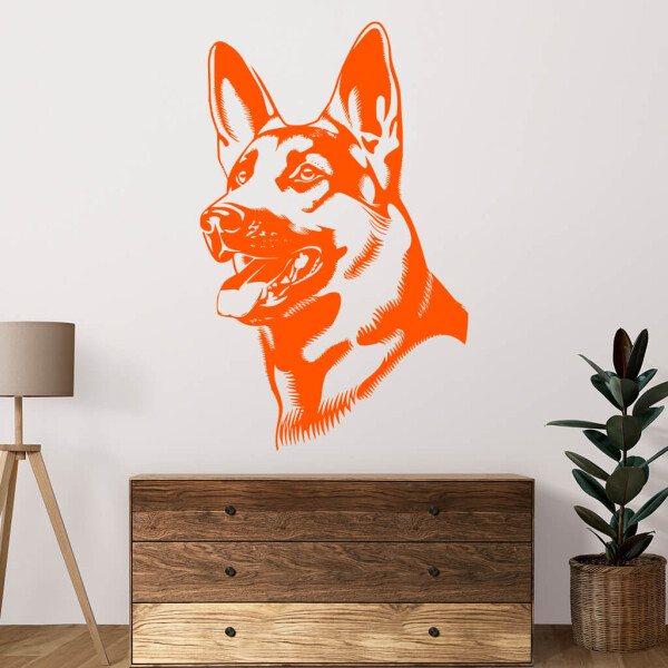 Veselá Stena Samolepka Nemecký ovčiak Farba: oranžová, Veľkosť: 60 x 37 cm