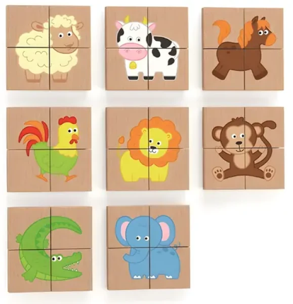 VIGA Drevené magnetické puzzle Zvieratká /32 dielikov/ od 18 mesiacov